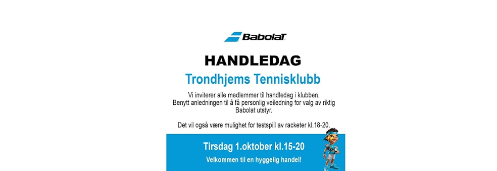 Handledag - salg av tennisutstyr til rabatterte priser